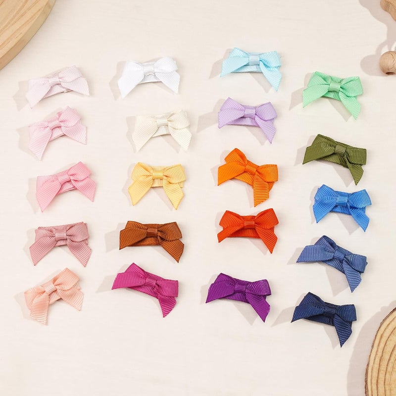 CellElection 1.4" Mini Bow Snap Clips,Handmade Tiny Hair Clips for Baby Fine Hair,Small Hair Bows Hair Accessories for Baby Girls Newborn Infant Toddlers - Image 3